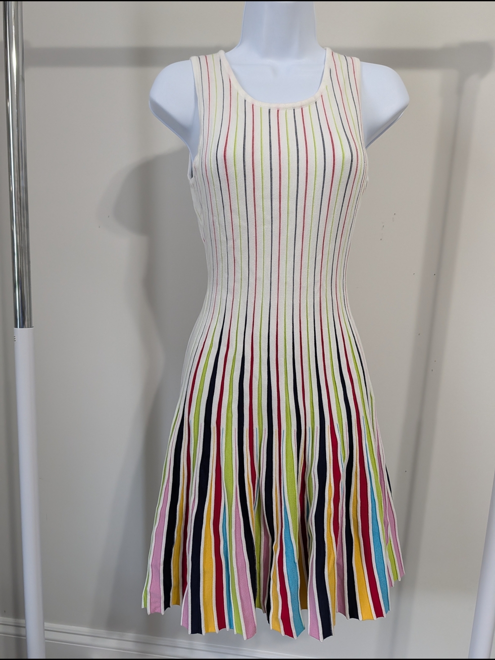 Milly Godet Stripe Fit Flare Dress with Multicolor Stripes P Petite (XS 0-2) NWT